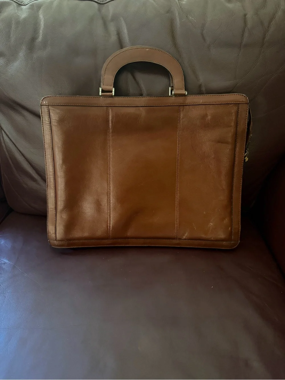 Brown Leather Briefcase Laptop Bag - Men/women.